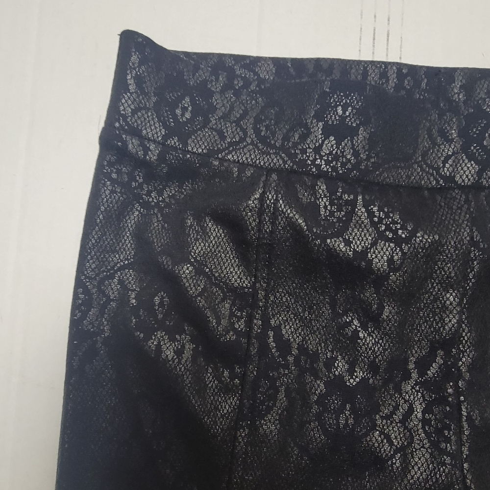 NWT! Black Lace Print Skinny Pants - Picture 3 of 12
